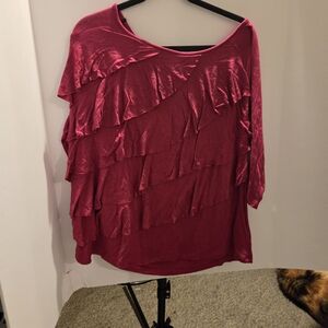 Chic Fuchsia Ruffled Women's Blouse